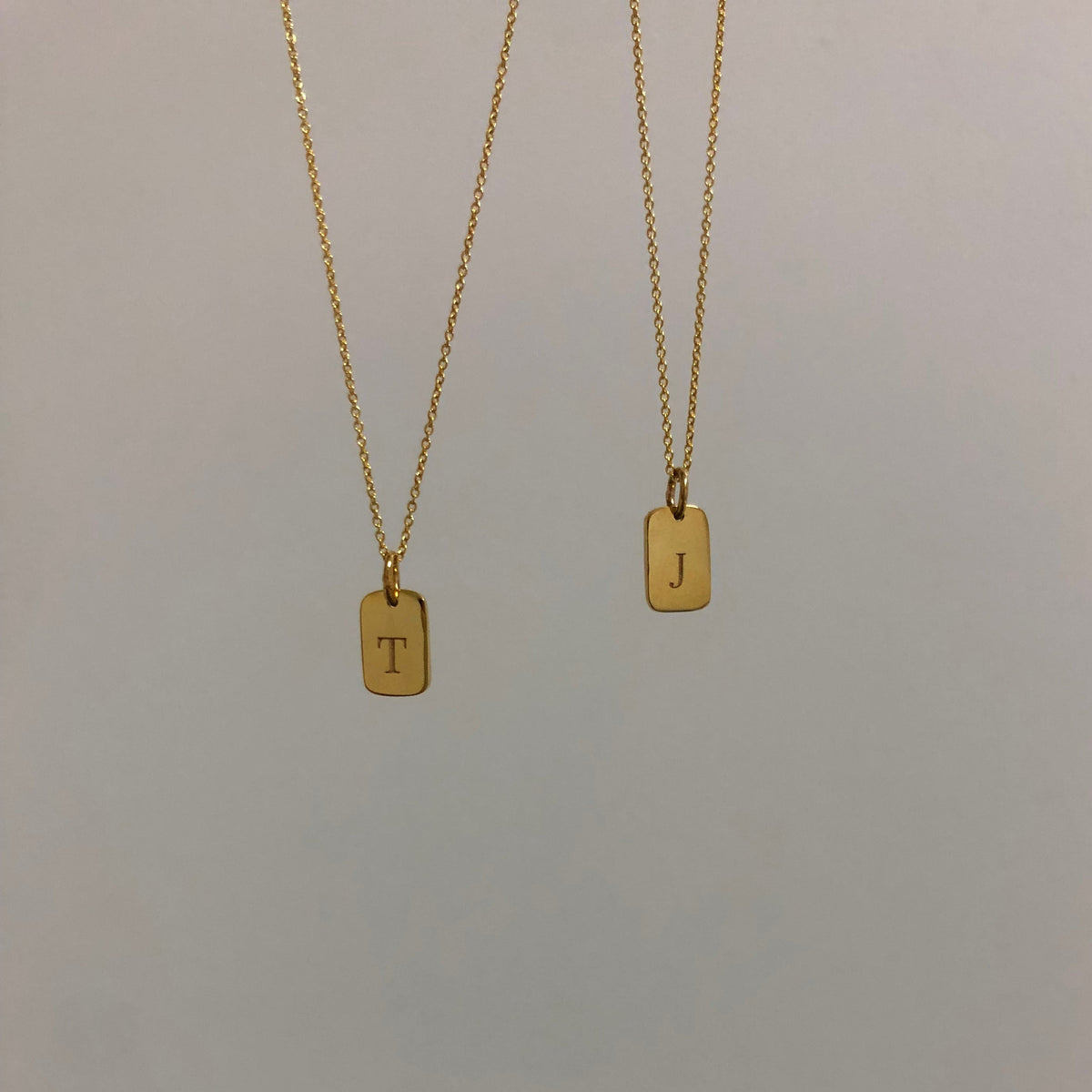 14k Yellow Gold Mini Dog Tag Necklace
