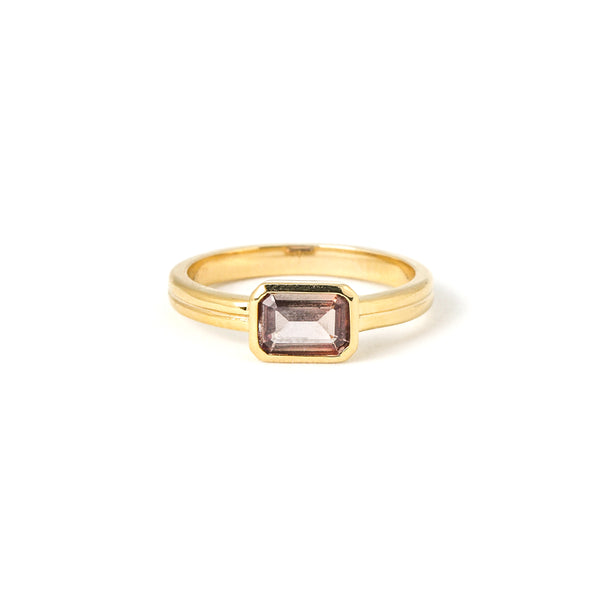 Ring with Reddish Purple Octagon Sapphire (0.765 ct), Solid 14k Gold | ONE-OF-A-KIND