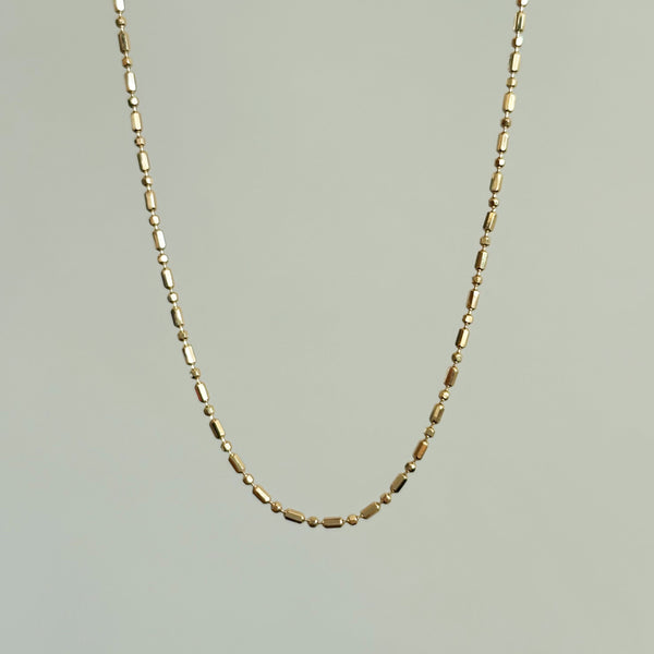 Everyday Bar and Bead Chain Necklace / Bracelet, Solid 14k Gold