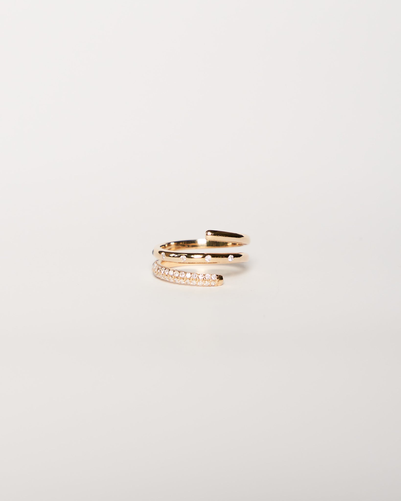 Diamond Spiral Ring, Solid 14k Gold