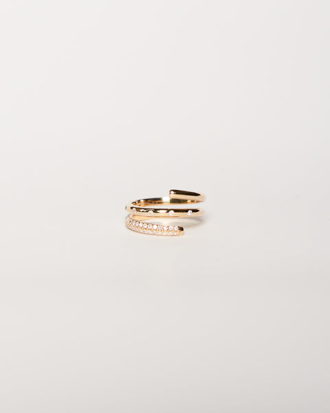 Diamond Spiral Ring, Solid 14k Gold