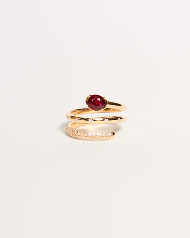 Diamond & Gemstone Spiral Ring No. 2 - Ruby, Solid 14k Gold | ONE-OF-A-KIND