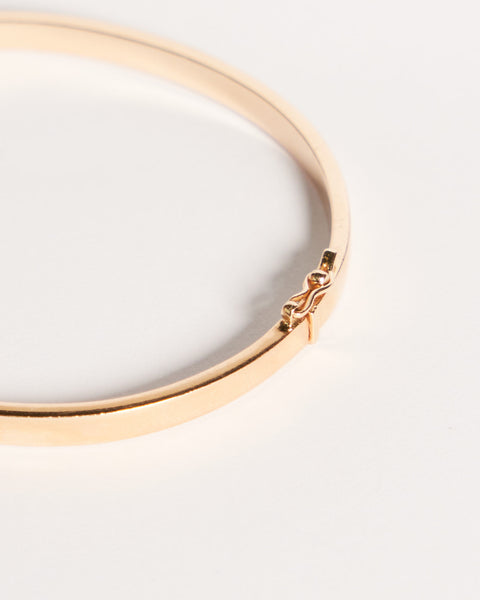 Oval Bangle with Safety Clasp, Solid 14k Gold