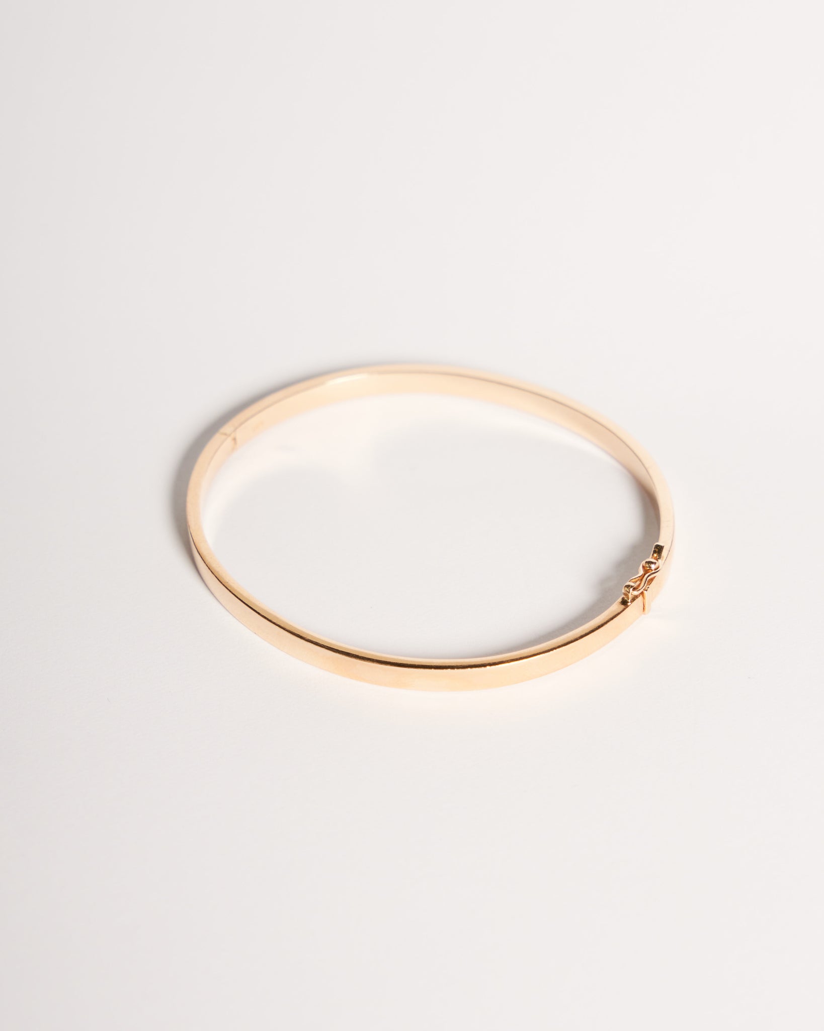 Oval Bangle with Safety Clasp, Solid 14k Gold