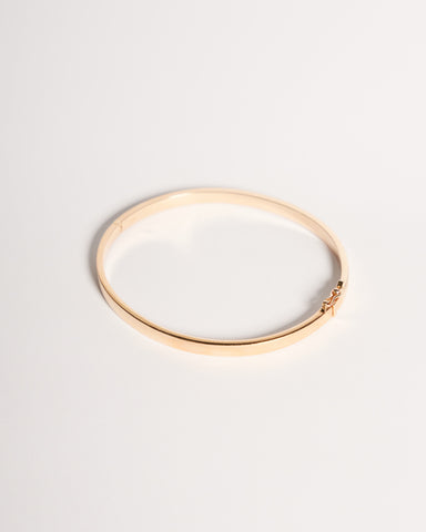 Oval Bangle with Safety Clasp, Solid 14k Gold