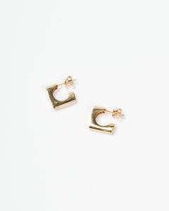 Squared Hoop Earrings, Solid 14k Gold