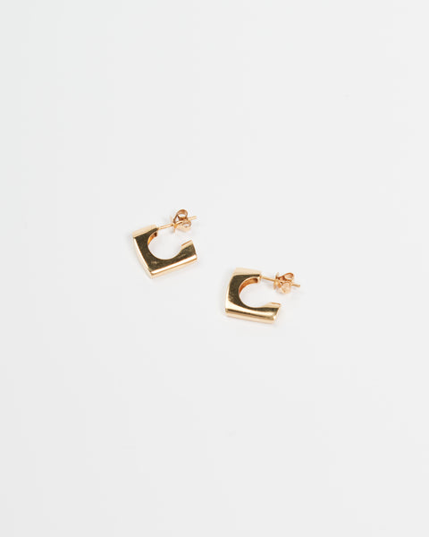 Squared Hoop Earrings, Solid 14k Gold