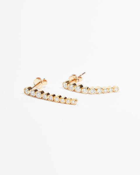 Diamond Drop Earrings, Solid 14k Gold