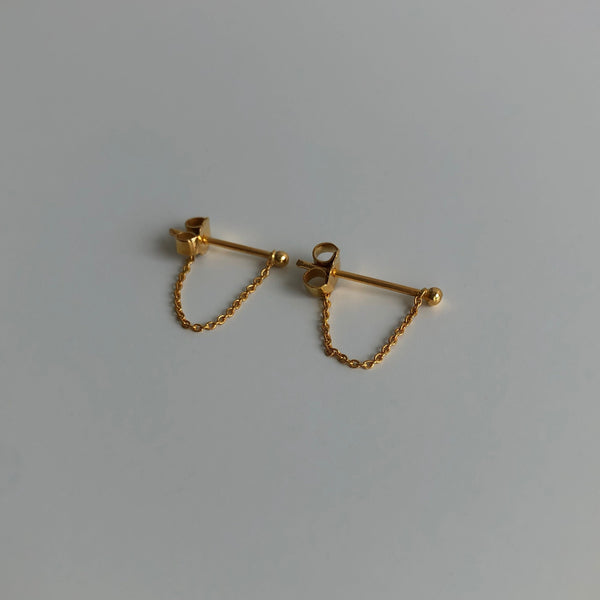 Chain Hoop Earrings, Solid 18k Gold