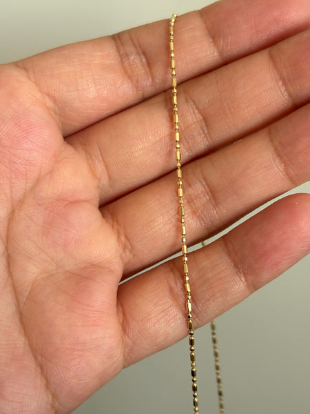 Everyday Bar and Bead Chain Necklace / Bracelet, Solid 14k Gold