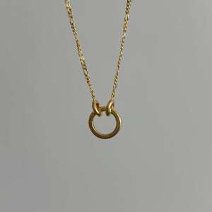 Round Charm Connector Necklace, Solid 14k Gold