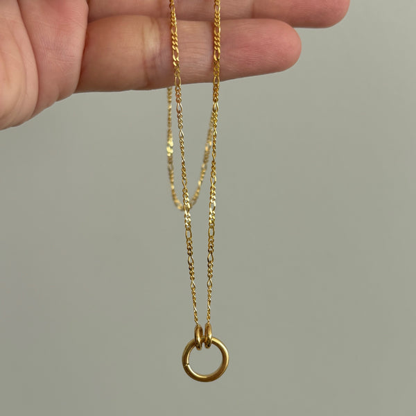 Round Charm Connector Necklace, Solid 14k Gold