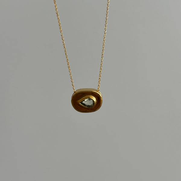 Stone on Gold Insert No. 4 Necklace - Light Green Sapphire, Solid Gold | ONE-OF-A-KIND