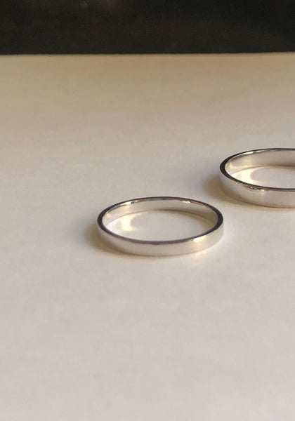 Thin Flat Band Ring, Solid 14k Gold