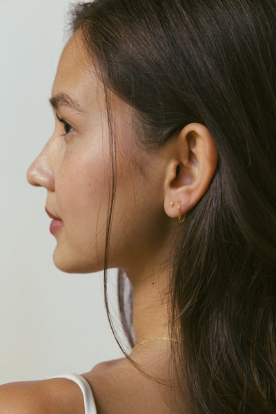 Chain Hoop Earrings, Solid 18k Gold