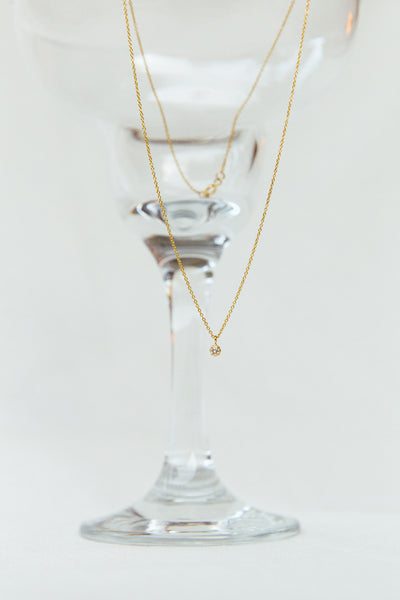 Floating Diamond Necklace, Solid 18k Gold