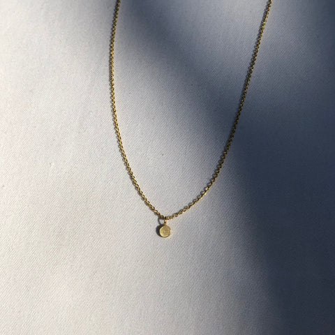 Tiniest Disc Pendant Necklace, Solid Gold